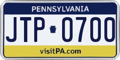 PA license plate JTP0700
