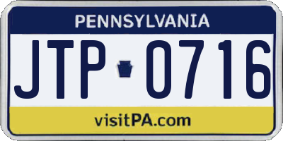 PA license plate JTP0716