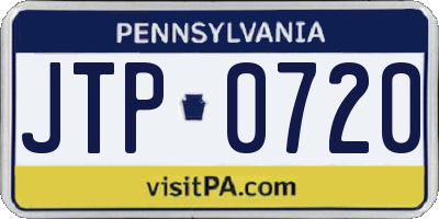 PA license plate JTP0720