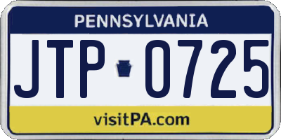 PA license plate JTP0725