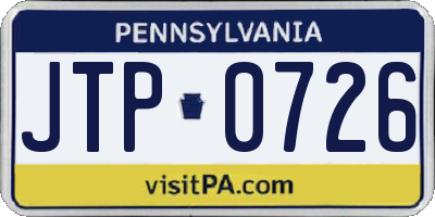 PA license plate JTP0726