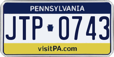 PA license plate JTP0743