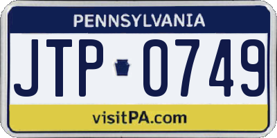 PA license plate JTP0749