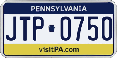 PA license plate JTP0750