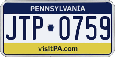 PA license plate JTP0759