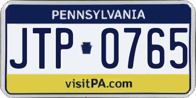 PA license plate JTP0765