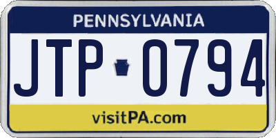 PA license plate JTP0794