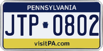 PA license plate JTP0802