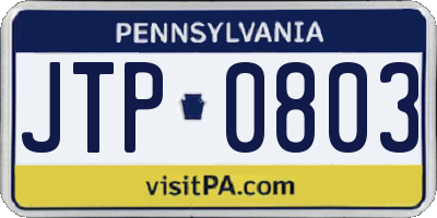PA license plate JTP0803