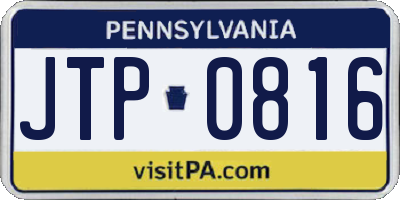 PA license plate JTP0816