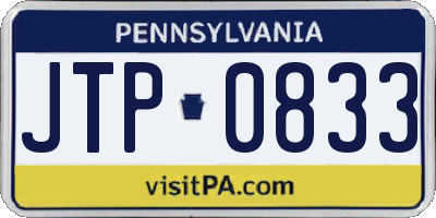 PA license plate JTP0833