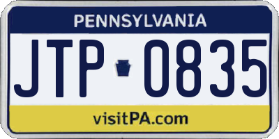 PA license plate JTP0835