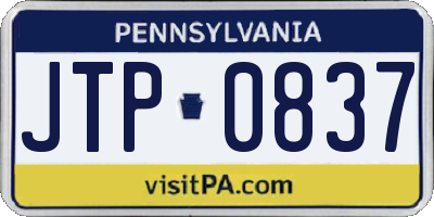 PA license plate JTP0837