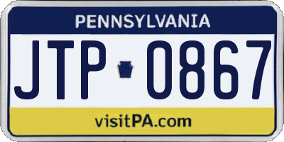 PA license plate JTP0867