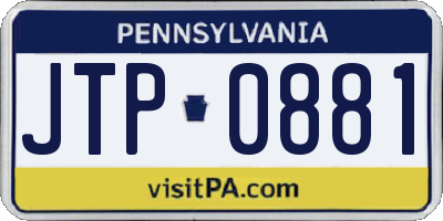 PA license plate JTP0881