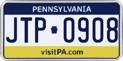 PA license plate JTP0908