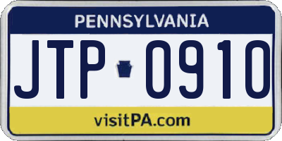 PA license plate JTP0910