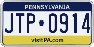 PA license plate JTP0914