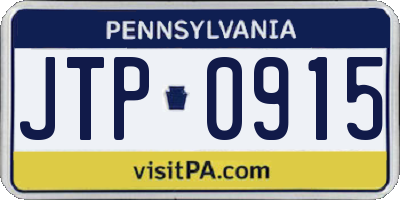 PA license plate JTP0915