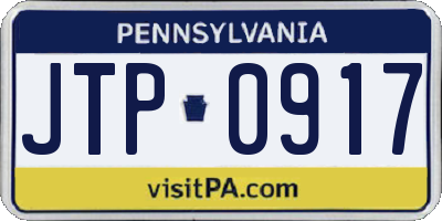PA license plate JTP0917