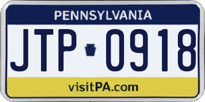 PA license plate JTP0918