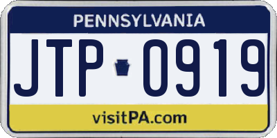 PA license plate JTP0919