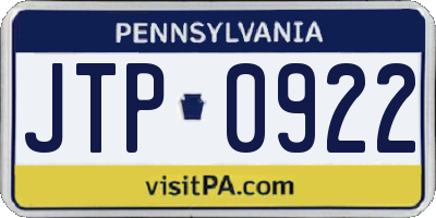 PA license plate JTP0922