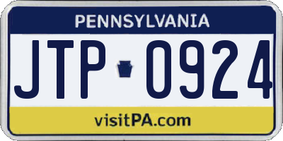 PA license plate JTP0924