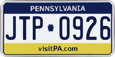 PA license plate JTP0926