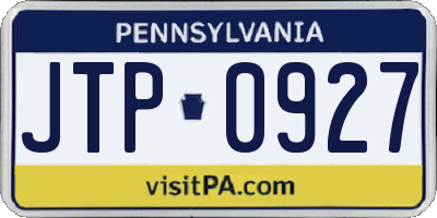 PA license plate JTP0927
