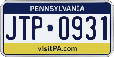 PA license plate JTP0931