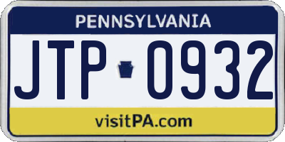 PA license plate JTP0932