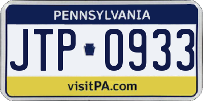 PA license plate JTP0933
