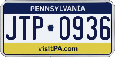 PA license plate JTP0936
