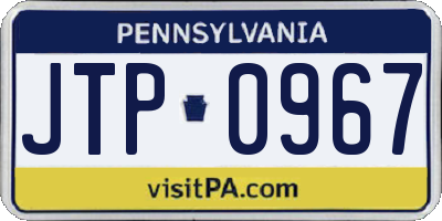 PA license plate JTP0967