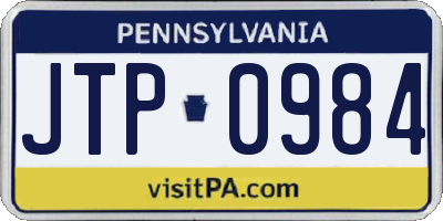 PA license plate JTP0984