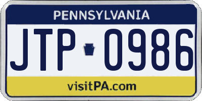 PA license plate JTP0986