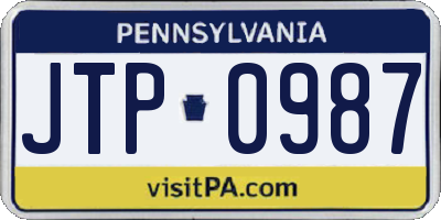 PA license plate JTP0987