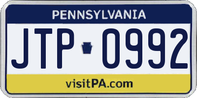 PA license plate JTP0992