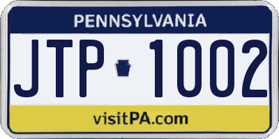 PA license plate JTP1002
