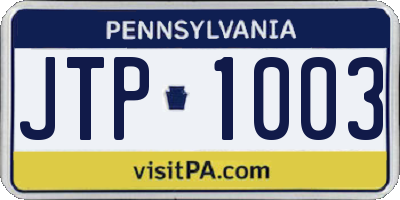 PA license plate JTP1003