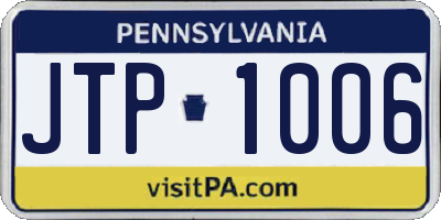 PA license plate JTP1006