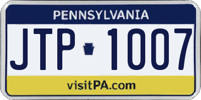 PA license plate JTP1007