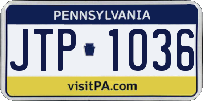 PA license plate JTP1036