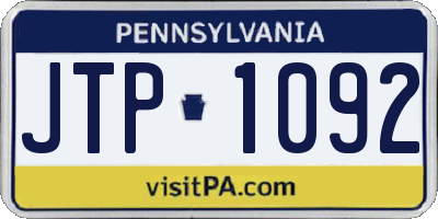 PA license plate JTP1092