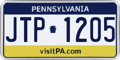 PA license plate JTP1205