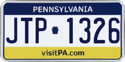 PA license plate JTP1326