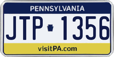 PA license plate JTP1356