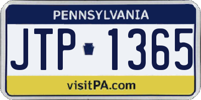 PA license plate JTP1365