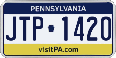 PA license plate JTP1420